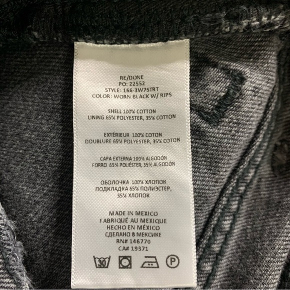 RE/DONE NWT Worn Black With Rip 70’s Straight Size 25 - Picture 16 of 16